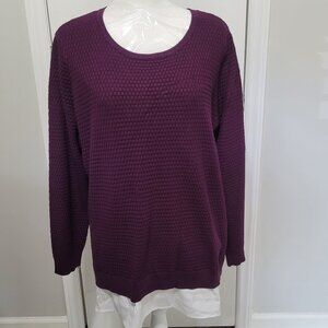 Calvin Klein Waffle Knit Sweater with Blouse Look Hem